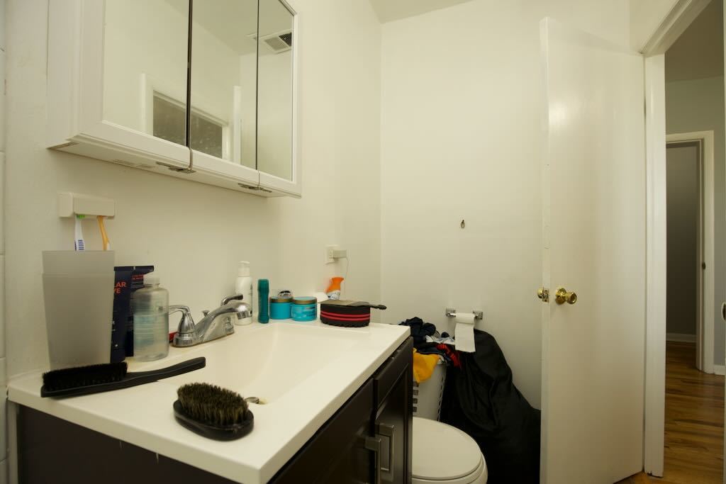 4511 Malden Street, Unit 3B Chicago, IL 60640 - Photo 17 of 20 a bathroom with a sink toilet and a mirror