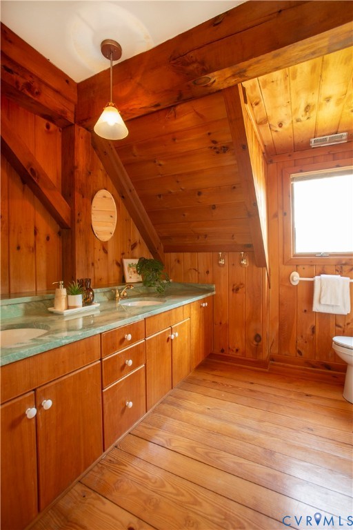 877 Twiggs Ferry Road Hartfield, VA 23071 - Photo 29 of 34 a bathroom with a sink a mirror and a toilet