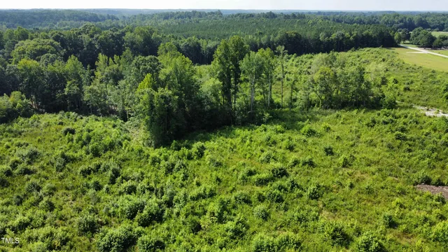 a view of a garden with a building