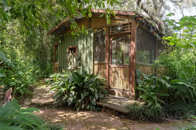 a aerial view of a yard