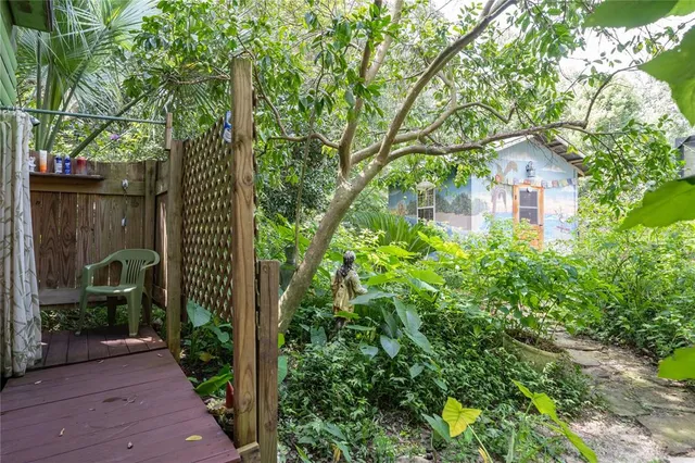 a backyard of a house with lots of green space