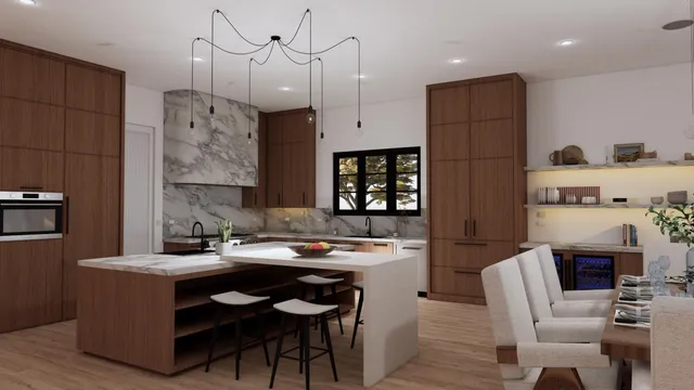 a kitchen with a sink cabinets and window