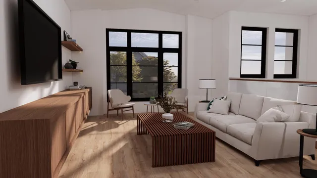 a living room with furniture and a flat screen tv