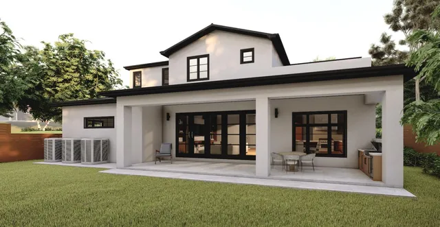 a front view of a house with garden and porch