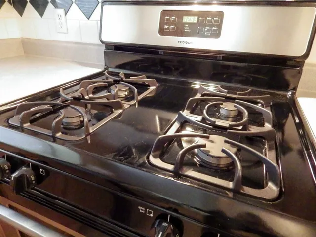 a close view of a stove top oven