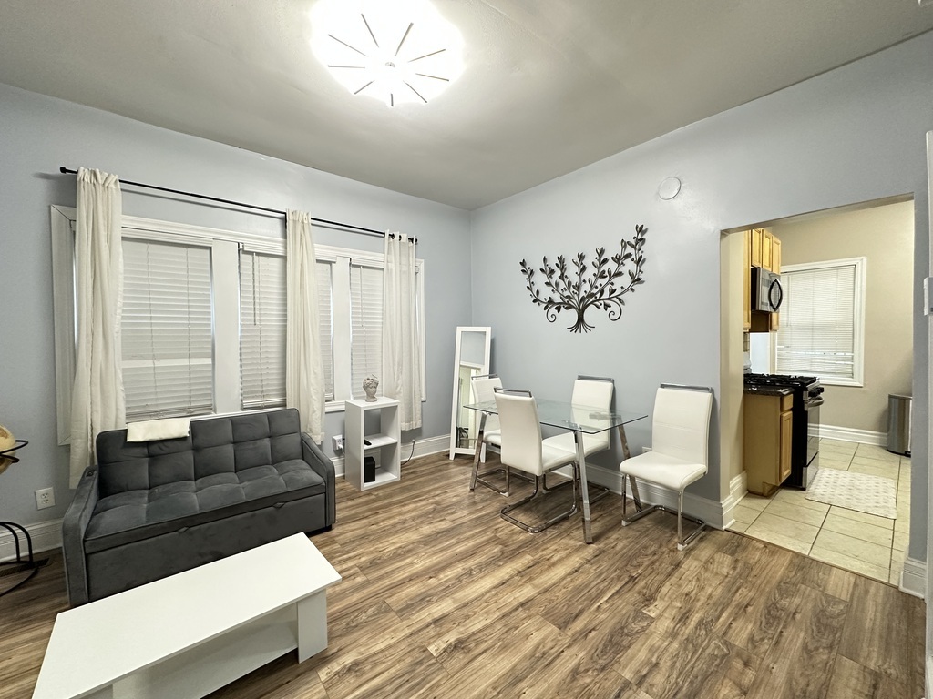 720 North Elizabeth Street, Unit 2 Chicago, IL 60642 - Photo 13 of 20 a living room with couches and a coffee table with wooden floor