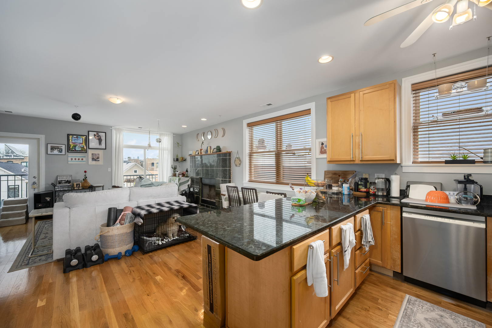1710 North Whipple Street, Unit 3 Chicago, IL 60647 - Photo 7 of 17 a kitchen with sink refrigerator and window