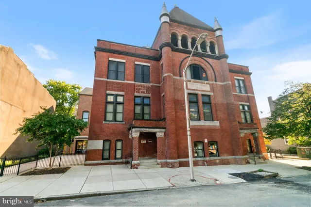 a front view of a building