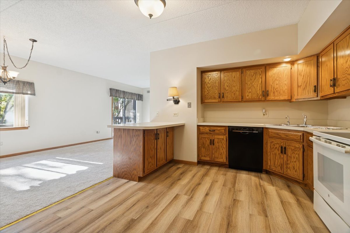 3119 Ingalls Avenue, Unit 2A Joliet, IL 60435 - Photo 6 of 20 a kitchen with stainless steel appliances granite countertop a stove a sink dishwasher and a refrigerator with wooden floor