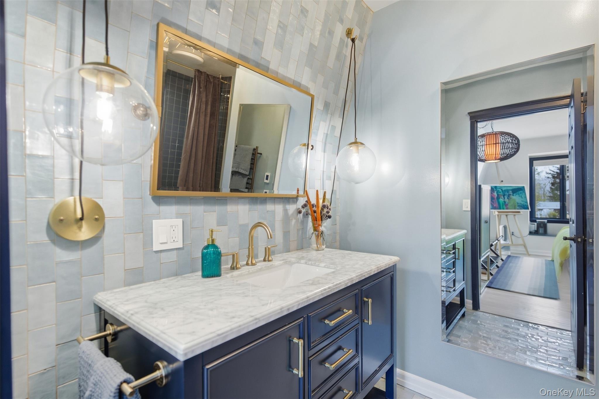 134 Fostertown Road Newburgh, NY 12550 - Photo 36 of 50 a bathroom with a sink vanity and a mirror