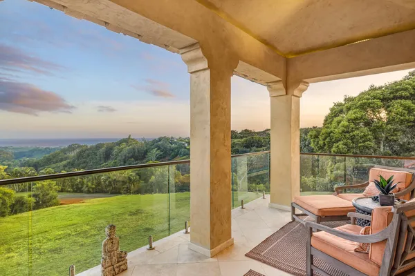 a view of a balcony with lake view and a ocean view