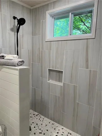 a bathroom with a shower