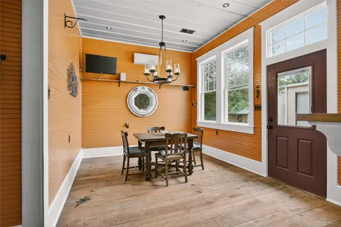 a view of a balcony from a hallway