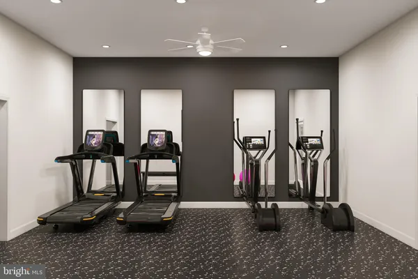 a view of a room with gym equipment
