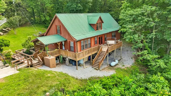 an aerial view of a house