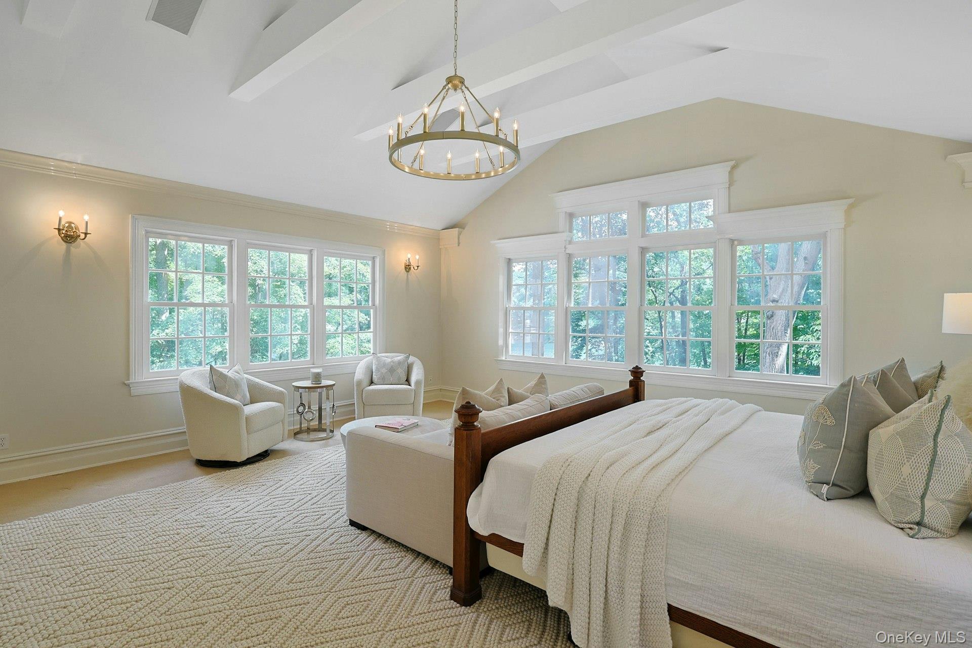 8 North Lake Road Armonk, NY 10504 - Photo 31 of 50 Primary Bedroom with cathedral, beamed ceiling.
