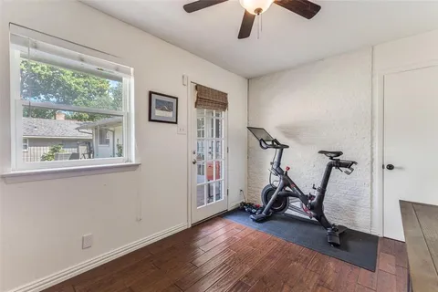 a view of a room with gym equipment