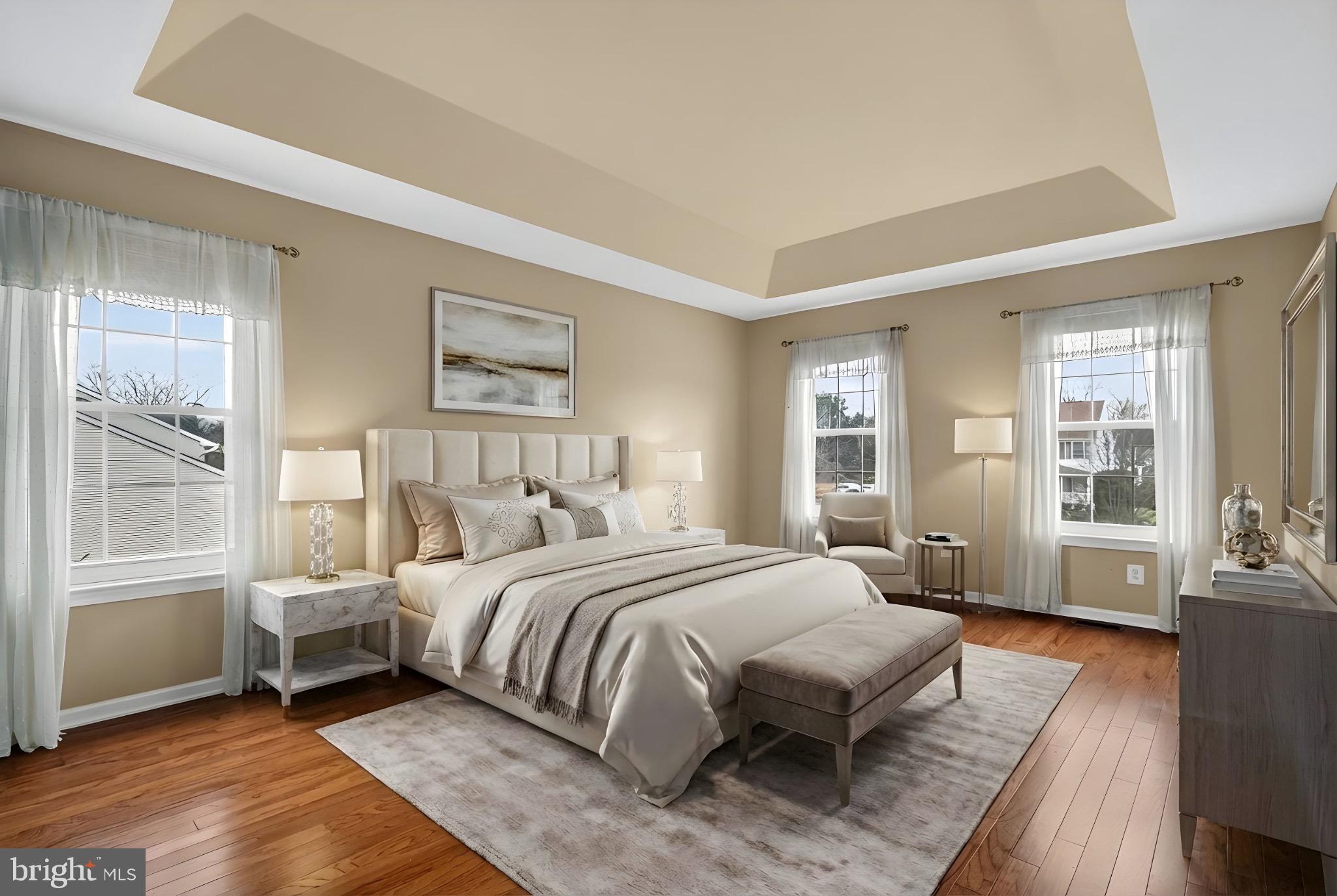 7 Anderson Lane Robbinsville, NJ 08691 - Photo 30 of 54 a spacious bedroom with a large bed a couch and two large window