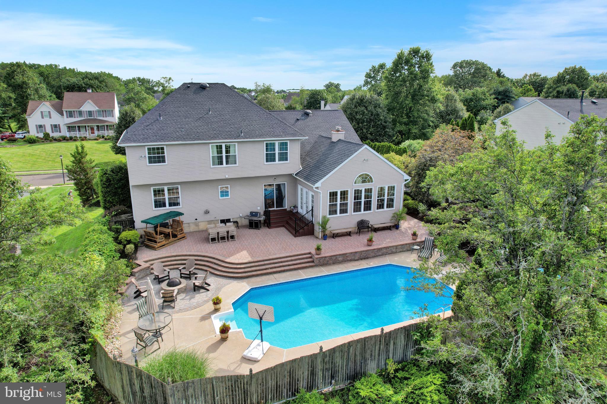 7 Anderson Lane Robbinsville, NJ 08691 - Photo 49 of 54 an aerial view of a house with swimming pool garden and patio