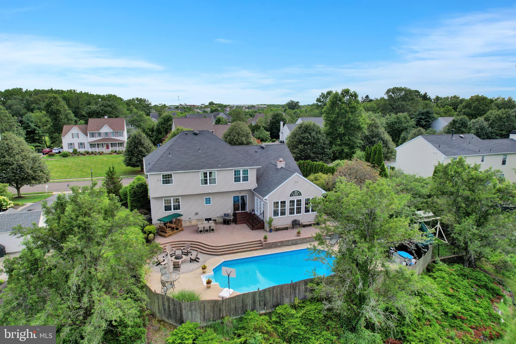 7 Anderson Lane Robbinsville, NJ 08691 - Photo 50 of 54 an aerial view of a house with swimming pool garden and mountain view in back