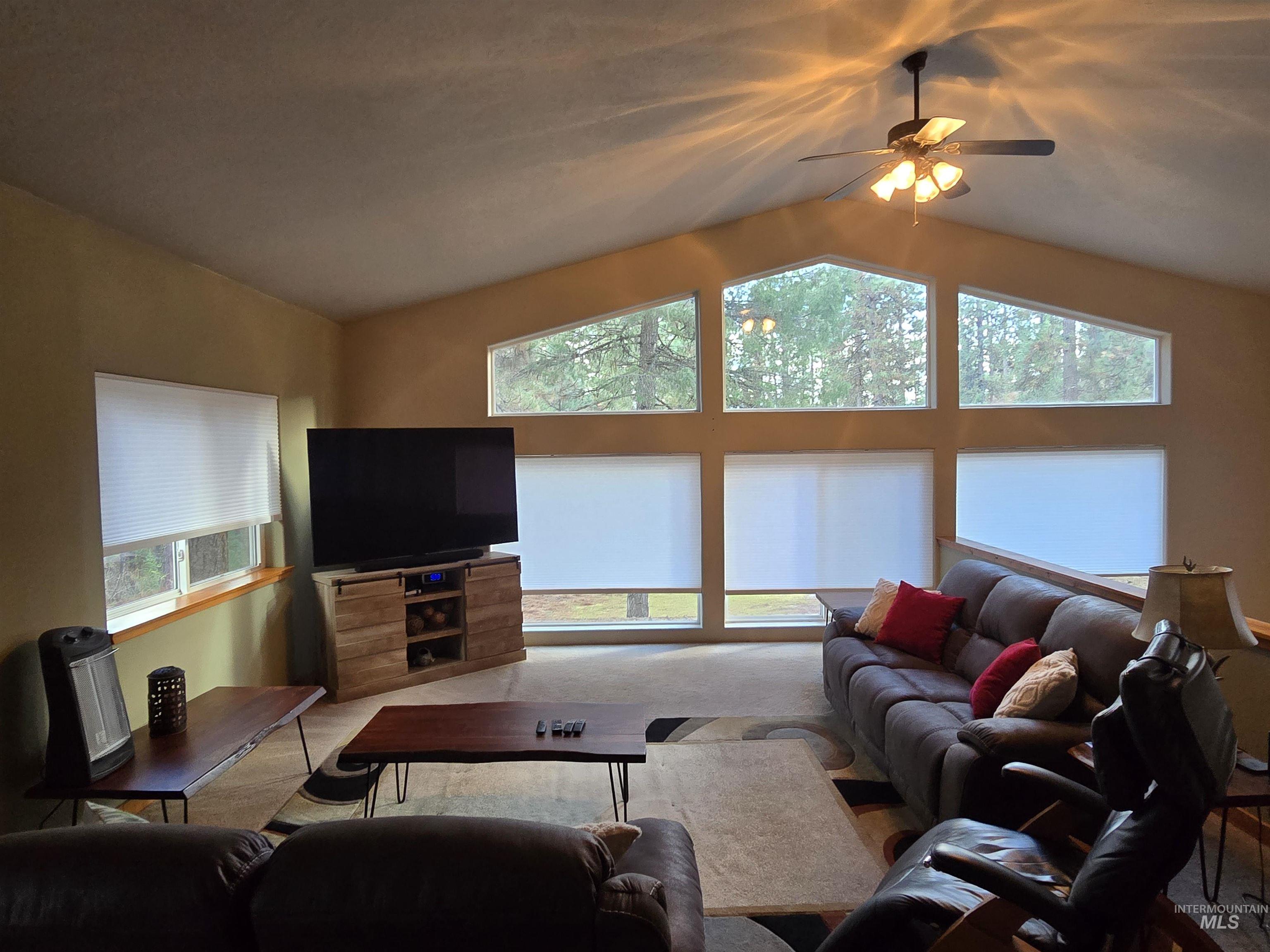 14 Forest Trail Road Garden Valley, ID 83622 - Photo 28 of 45 Carpeted living area featuring ceiling fan