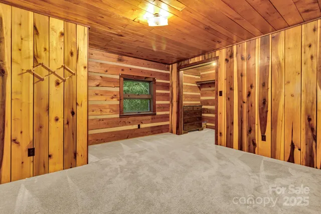 a view of a room with a window