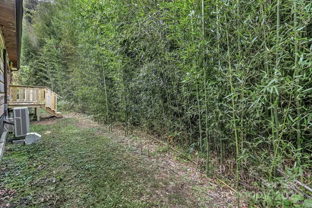 a backyard of a house with lots of green space