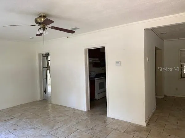 a view of a hallway with closet