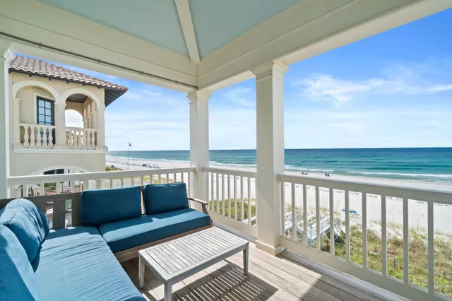 a view of ocean from a balcony