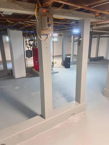 a view of outdoor space with wooden floor and city view