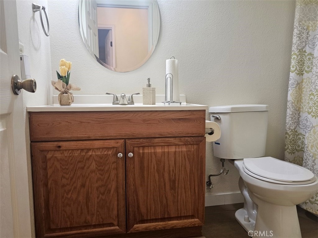 25132 Highspring Avenue Newhall, CA 91321 - Photo 28 of 46 a bathroom with a sink mirror vanity and toilet