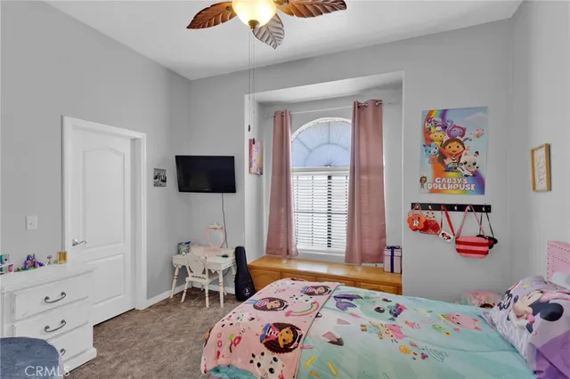 a bedroom that has a bed and a tv in it