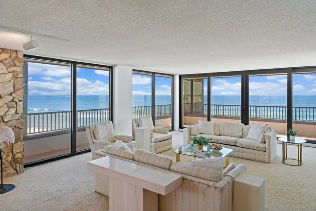 a balcony with a city view