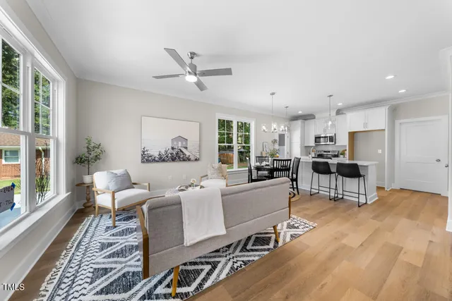 a living room with furniture