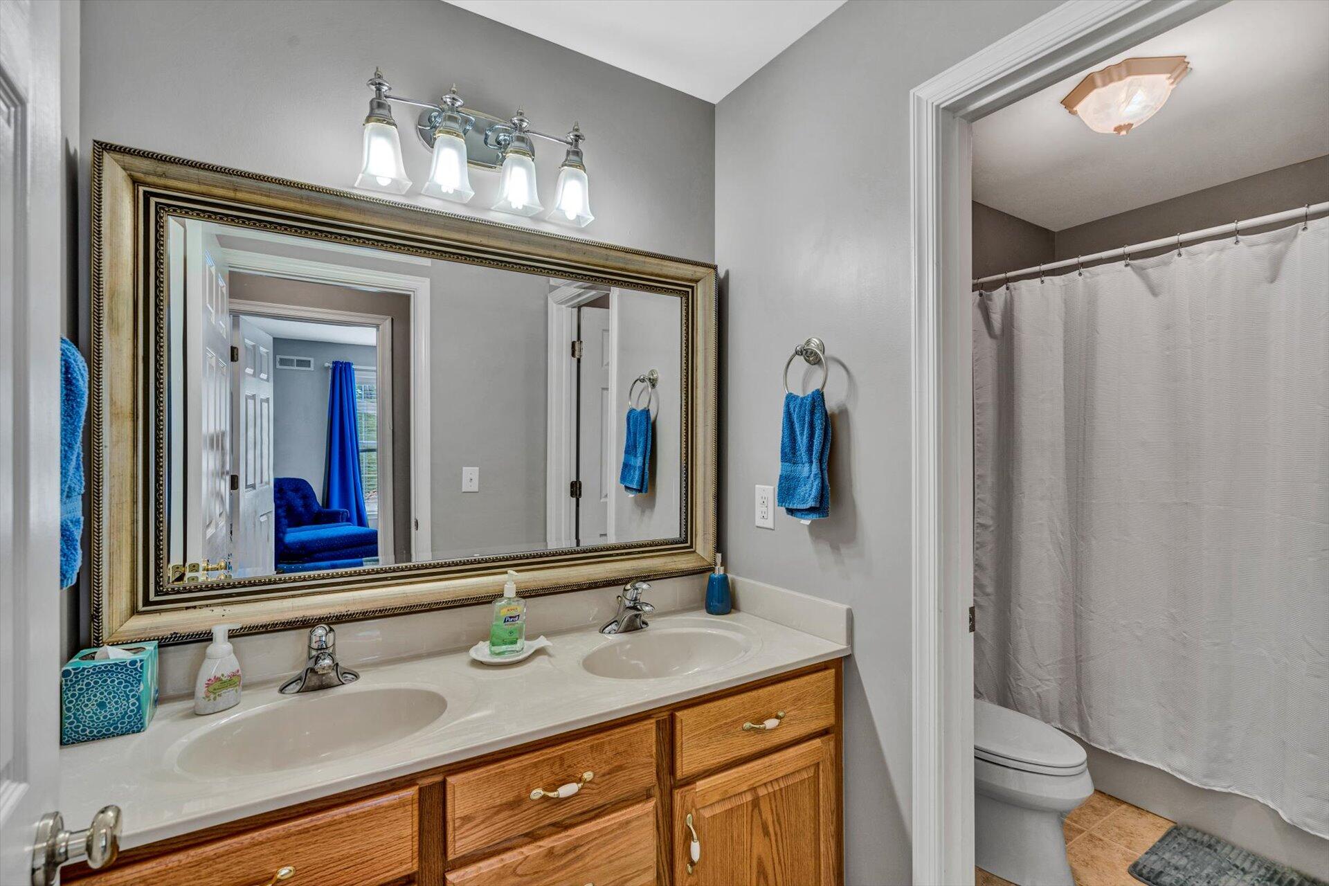155 Cedar Bay Road Union Hall, VA 24176 - Photo 29 of 61 a bathroom with a granite countertop sink toilet and mirror