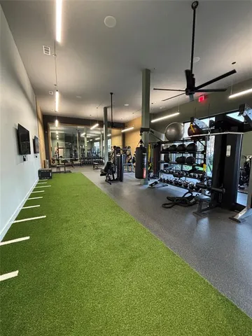 a view of a room with gym equipment