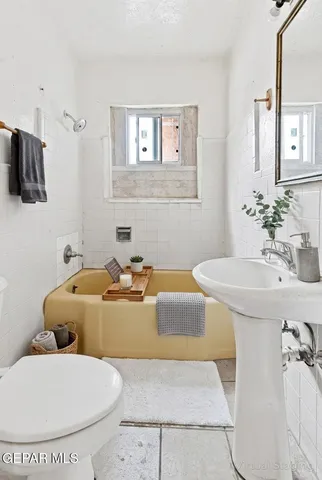 a bathroom with a toilet a sink and a mirror