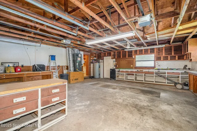 a view of a storage room with shelves