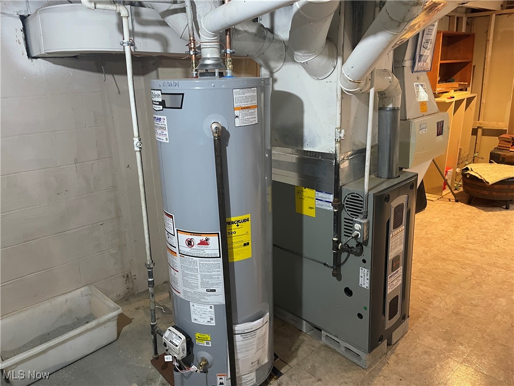 170 Burns Road Elyria, OH 44035 - Photo 21 of 32 Utility area in basement featuring heating unit and water heater