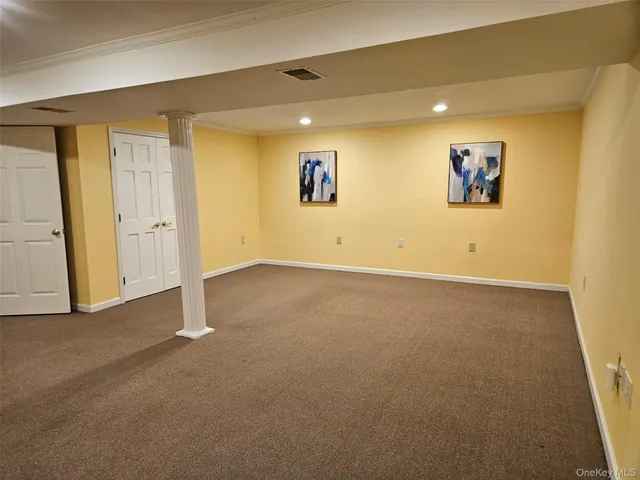 an empty room with a door