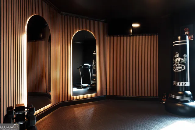 an empty room with windows