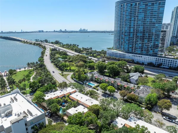 a view of a city and ocean view