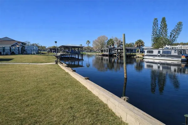 a view of a lake with boats