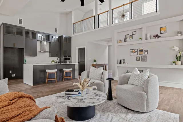 a living room with furniture