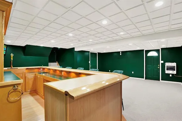 a outdoor dining space with furniture and yard