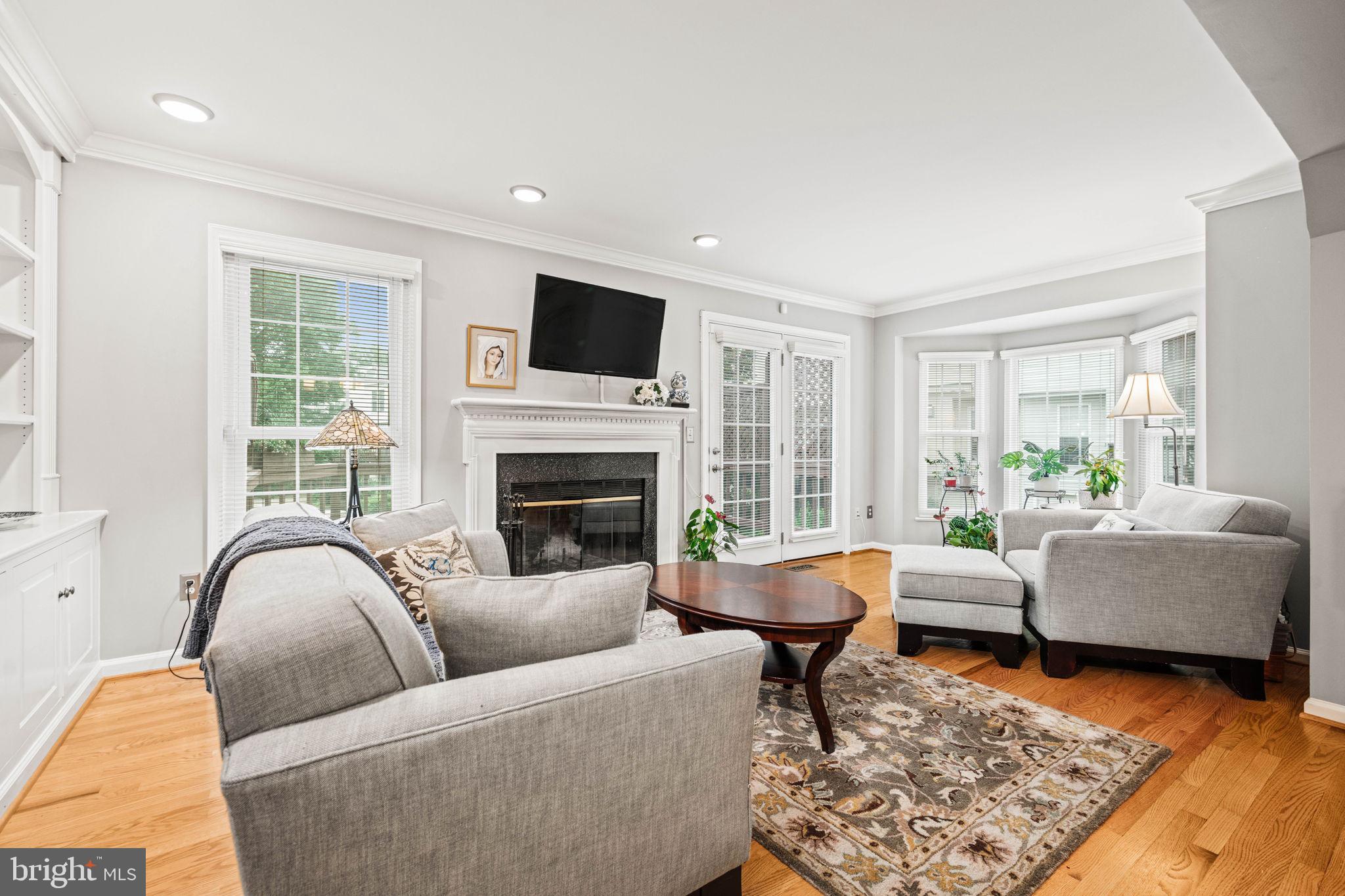913 Rolfe Place Alexandria, VA 22314 - Photo 9 of 49 Wood burning fireplace, French doors lead to deck