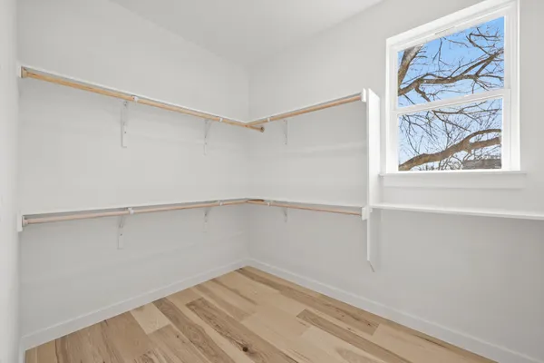 a view of small space with racks on the wall