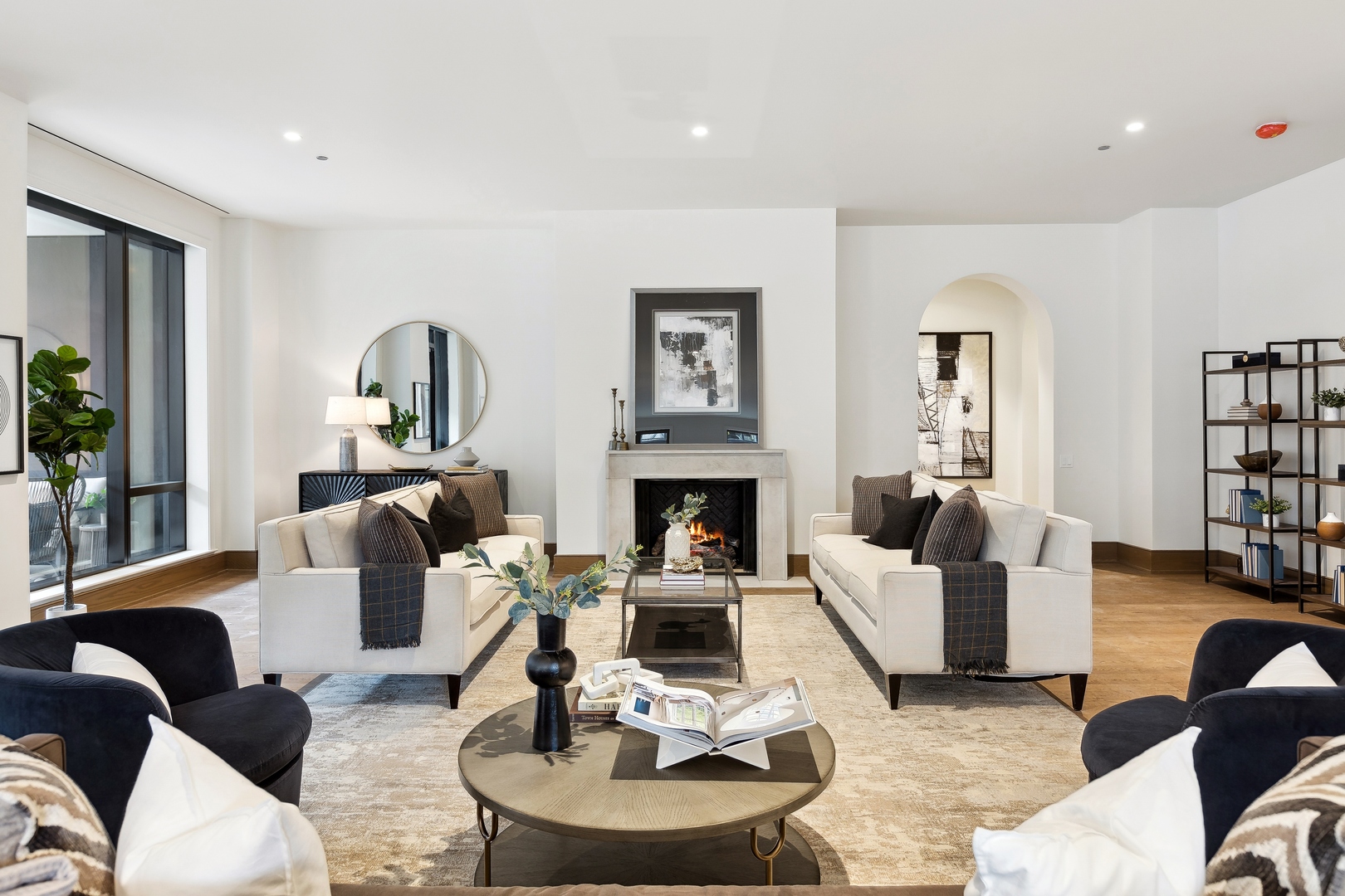 21 North May Street, Unit 1104 Chicago, IL 60607 - Photo 9 of 36 a living room with furniture and a fireplace