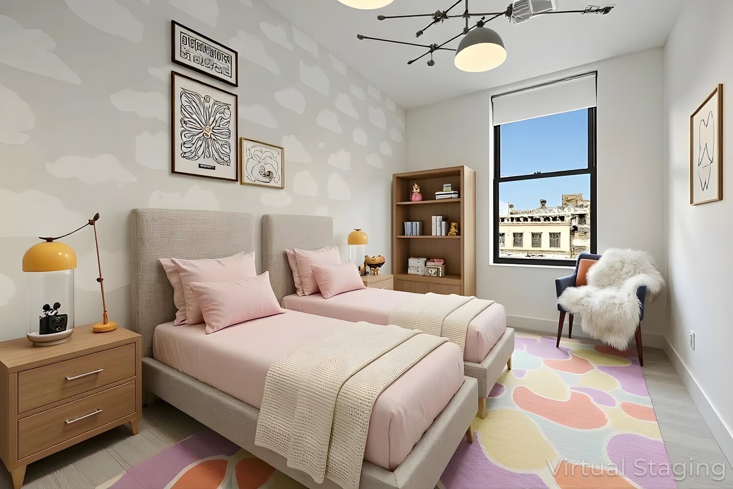 85 Leonard Street, Unit PH Manhattan, NY 10013 - Photo 11 of 21 a bedroom with a bed and a chandelier