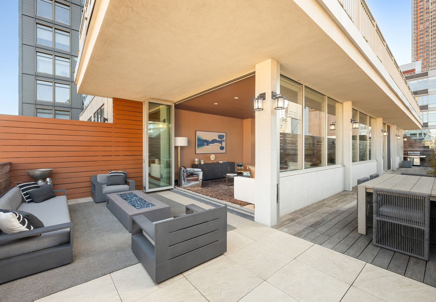 85 Leonard Street, Unit PH Manhattan, NY 10013 - Photo 14 of 21 a view of living room with furniture and outdoor view